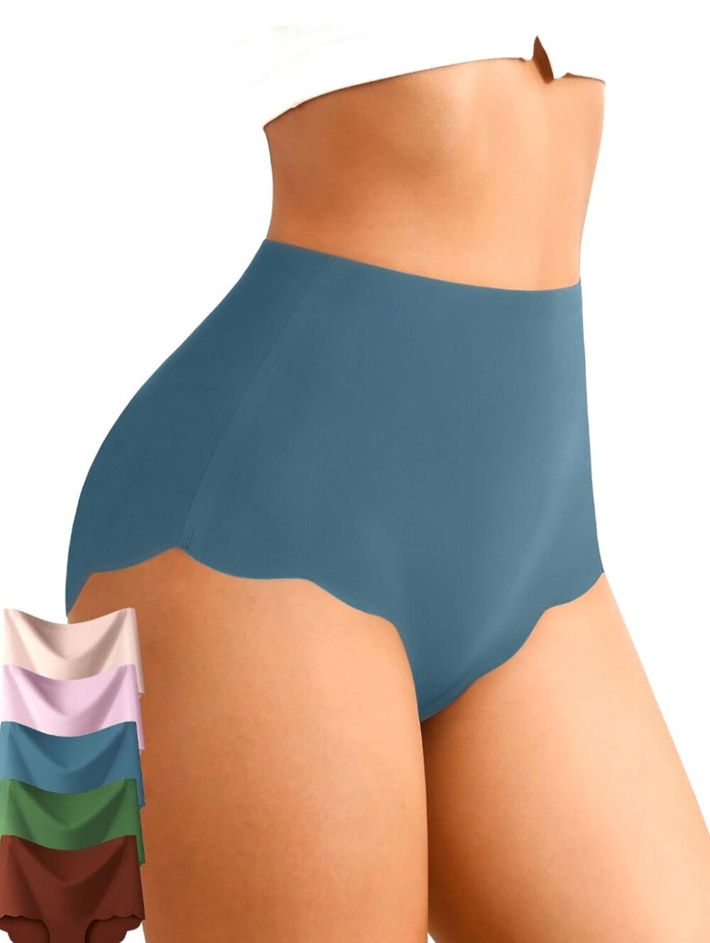 5 pair SILKY SEAMLESS no show PANTIES high WAIST cotton crotch NO RISE medium